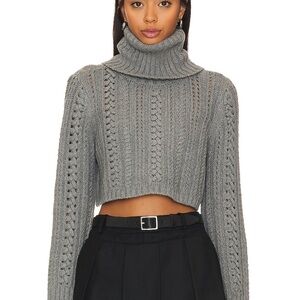 Camila Coelho Daria Cable Sweater in Charcoal Grey (Sz S, NWOT)($198)